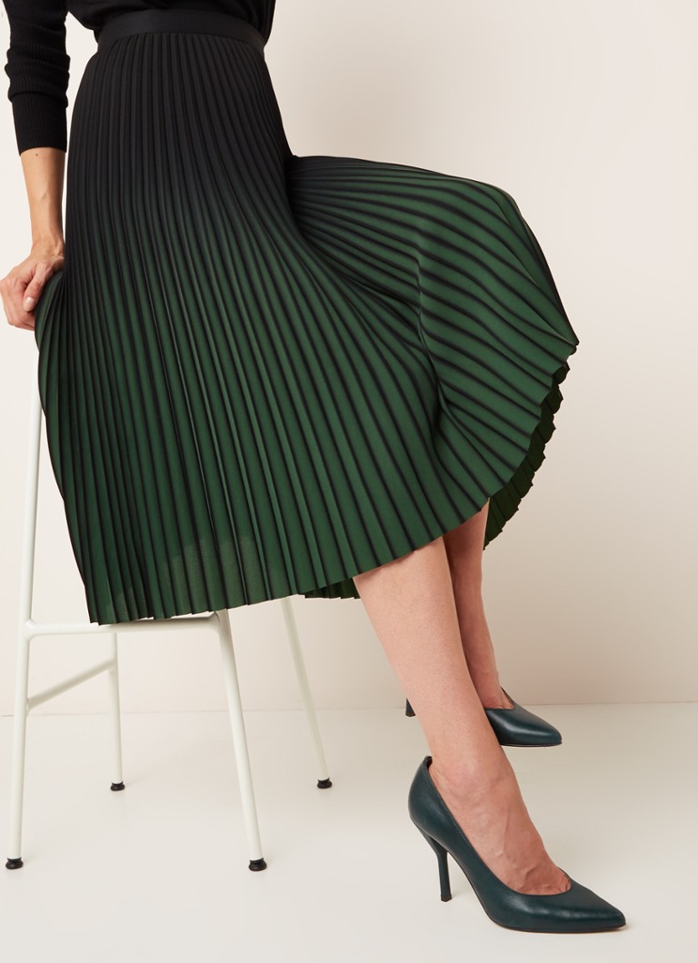 Reiss - Marlie midirok met plissé en kleurverloop - Groen