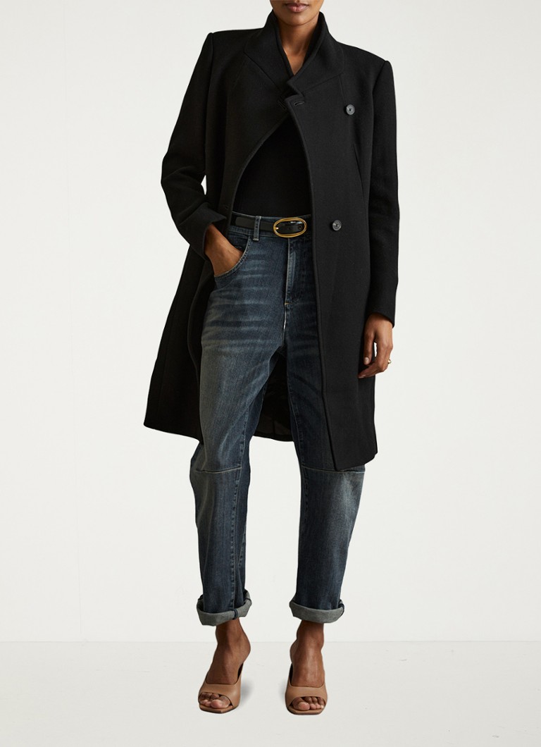 Reiss - Maude longline mantel in wolblend - Zwart