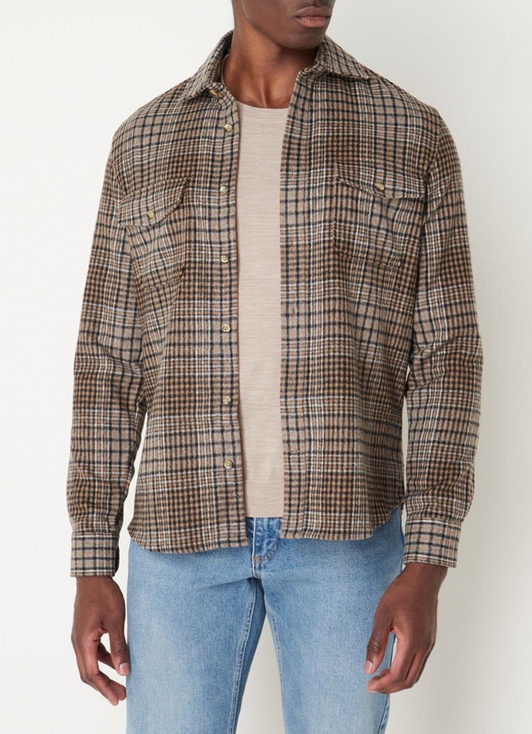 Reiss - Overshirt met ruitdessin met borstzakken  - Bruin
