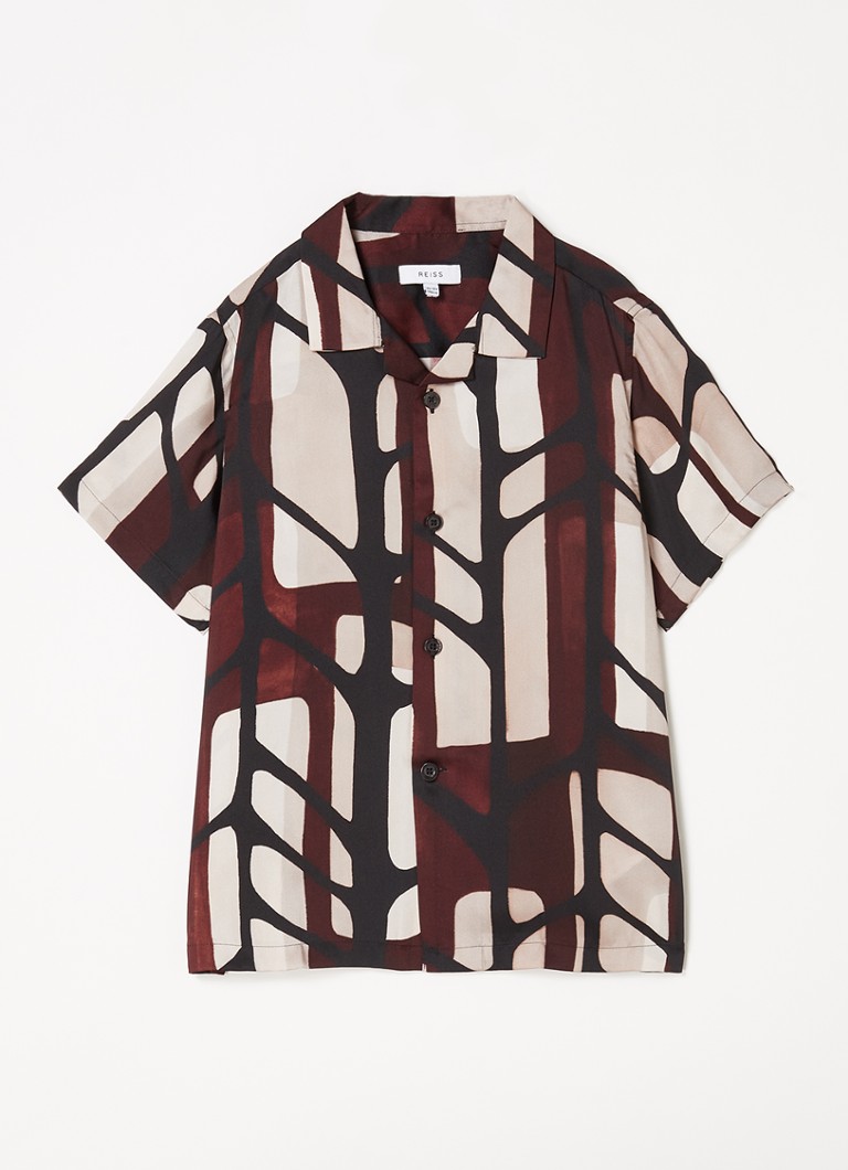 Reiss - Rico overhemd met print - Bordeauxrood