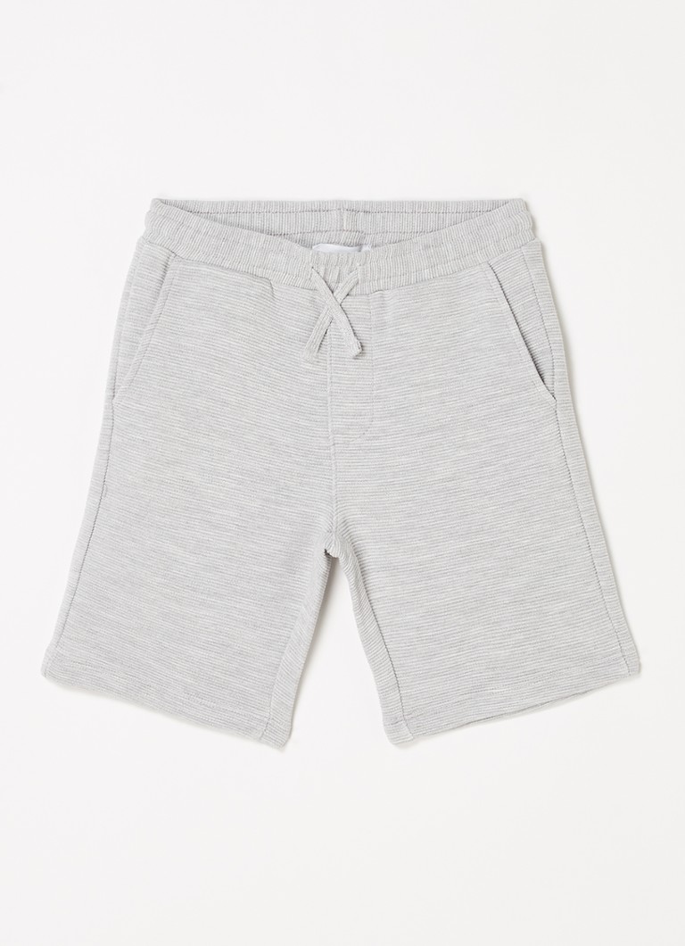 Reiss - Straight fit korte joggingbroek met ribstructuur - Lichtgrijs