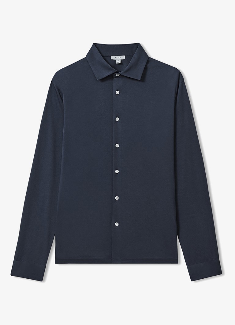 Reiss - Viscount slim fit jersey overhemd - Donkerblauw