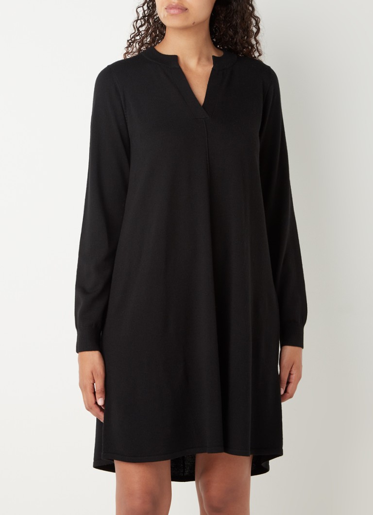 band spiegel Individualiteit Repeat Fijngebreide trui-jurk van merino wol met V-hals • Zwart • de  Bijenkorf