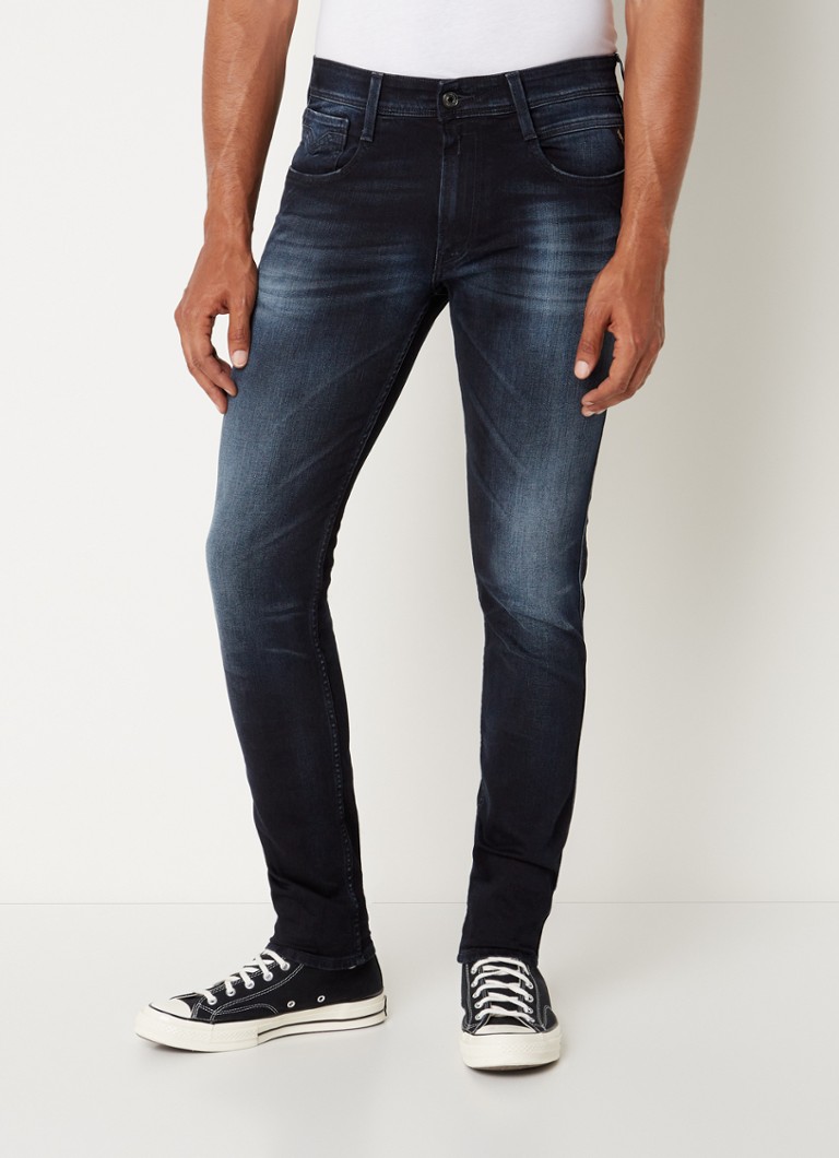 Replay - Anbass skinny jeans met donkere wassing  - Indigo