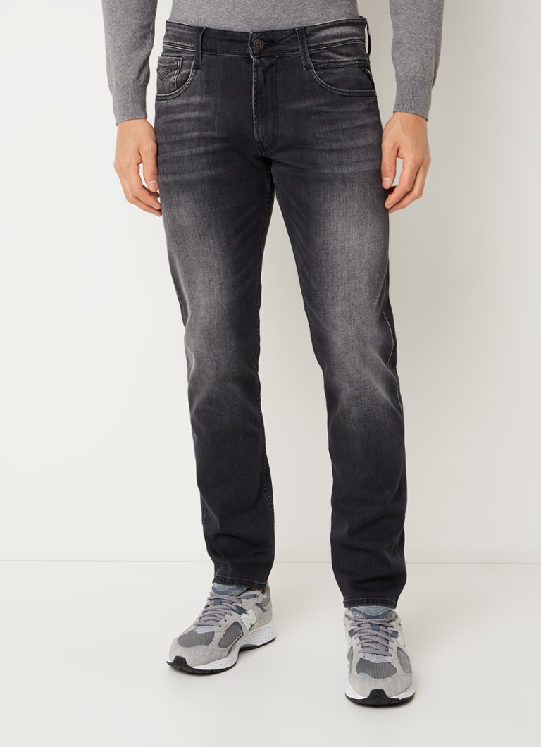Replay Anbass slim fit jeans met stretch destroyed afwerking • Indigo Replay Anbass slim fit jeans met stretch destroyed afwerking • Indigo