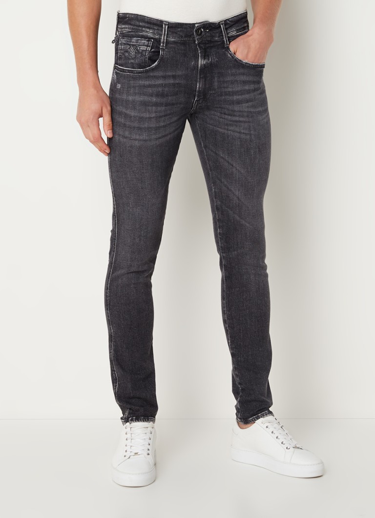 Replay - Anbass slim fit jeans met stretch en gekleurde wassing - Grijs