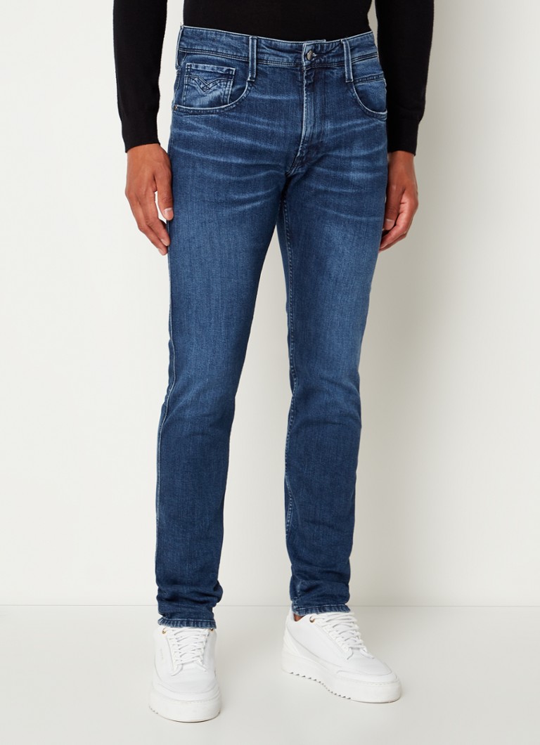 Replay - Anbass slim fit jeans met stretch en medium wassing - Indigo