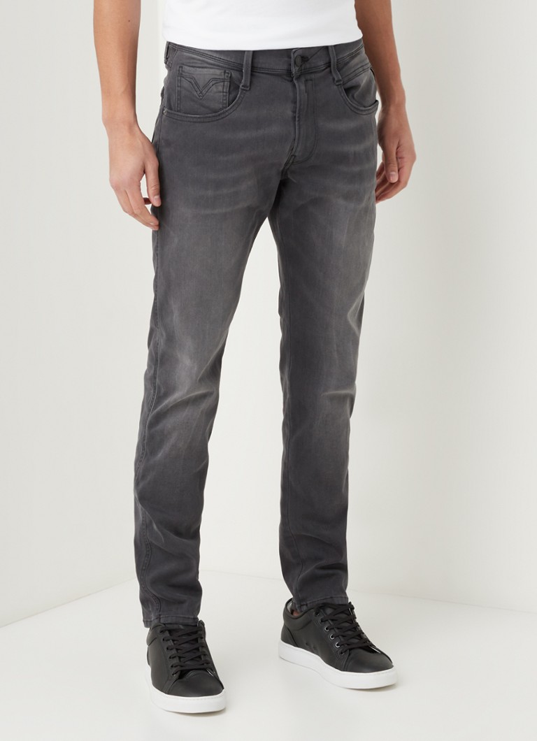 Replay - Anbass slim fit jeans met stretch - Donkergrijs