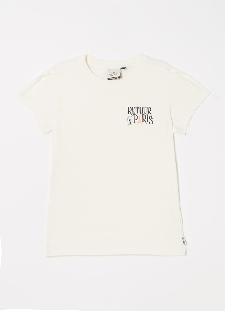 Retour Jeans Maretta T-shirt met borduring en scrunchie Gebroken wit • de Bijenkorf