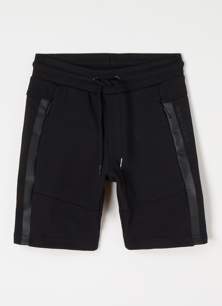 Retour Jeans - Neal straight fit korte joggingbroek met logo - Zwart