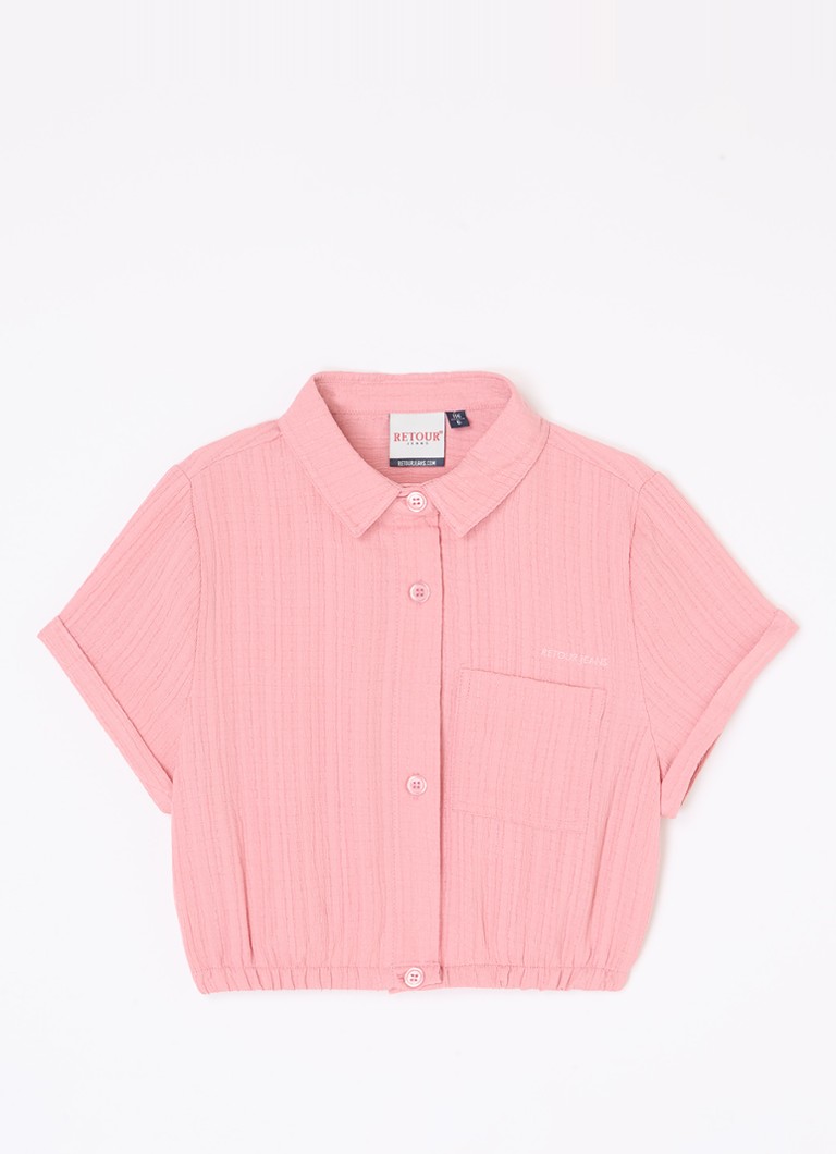 Retour Jeans - Nina cropped blouse met borstzak - Roze