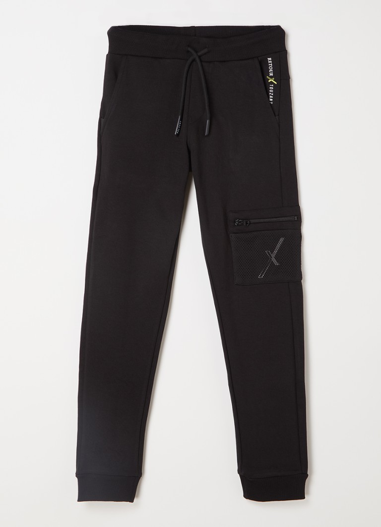Retour Jeans - Touzani tapered fit joggingbroek met logo  - Zwart