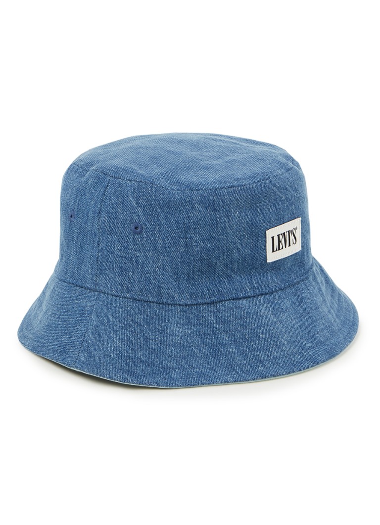 undefined - Reversible bucket hoed met logopatch - Blauw
