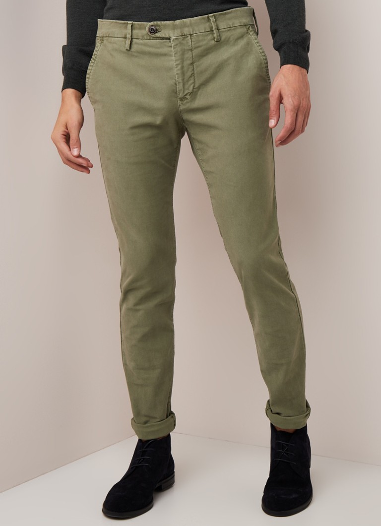 River Woods - Slim fit chino met steekzakken en stretch - Grijs