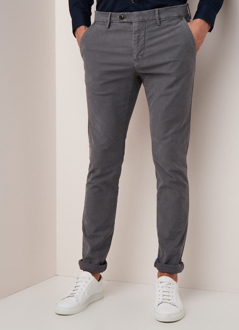 River Woods - Slim fit chino met steekzakken en stretch - Grijsmele