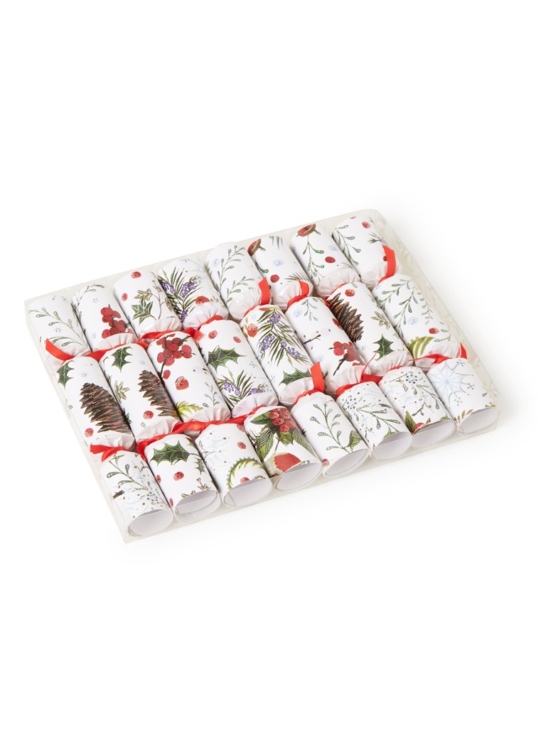 Robin Reed - Festive Foliage Mini Tree kerstcracker set van 8 - Wit