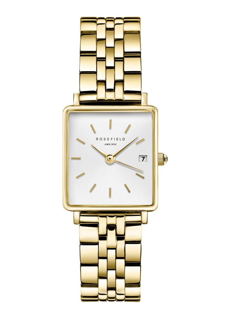Rosefield The Mini Boxy horloge QMWSG-Q021 • Goud • de Bijenkorf