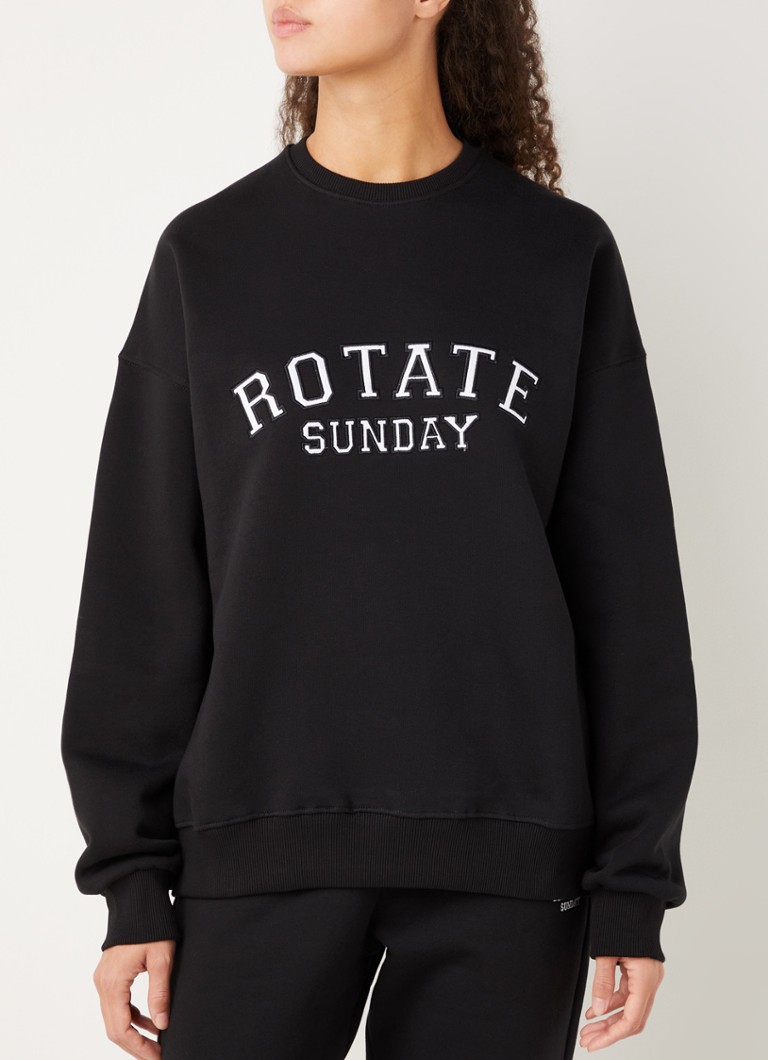 ROTATE - Iris sweater met logoborduring - Zwart