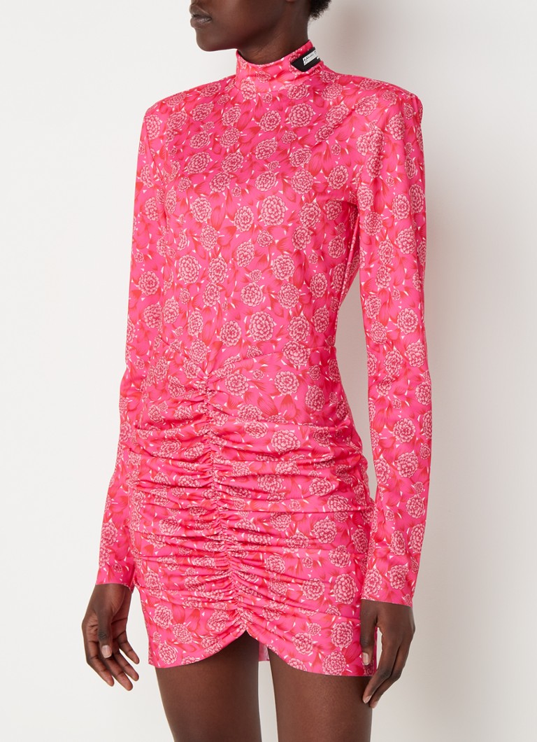 ROTATE - Miki mini jurk met bloemenprint en plooidetail - Roze