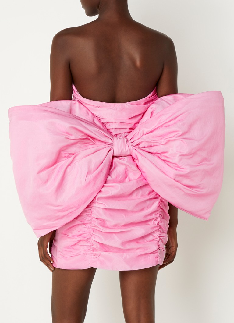 ROTATE - Mini jurk van satijn met strikdetail - Roze