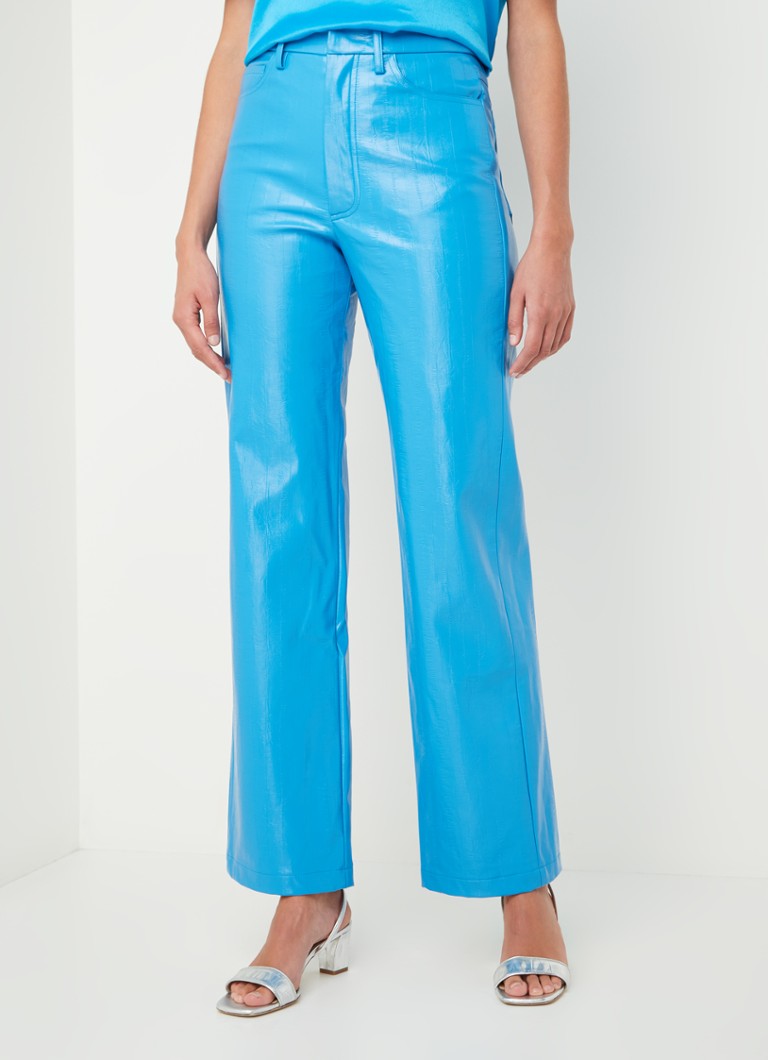 ROTATE - Rotie high waist straight fit broek van imitatieleer - Turquoise