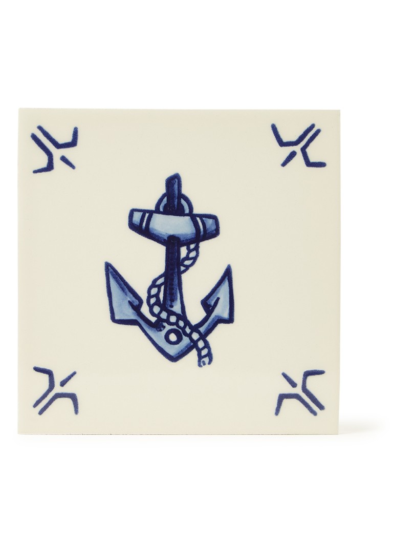 Royal Delft - Schiffmacher Royal Blue Tattoo, Hope wandtegel 13 x 13 cm - Blauw