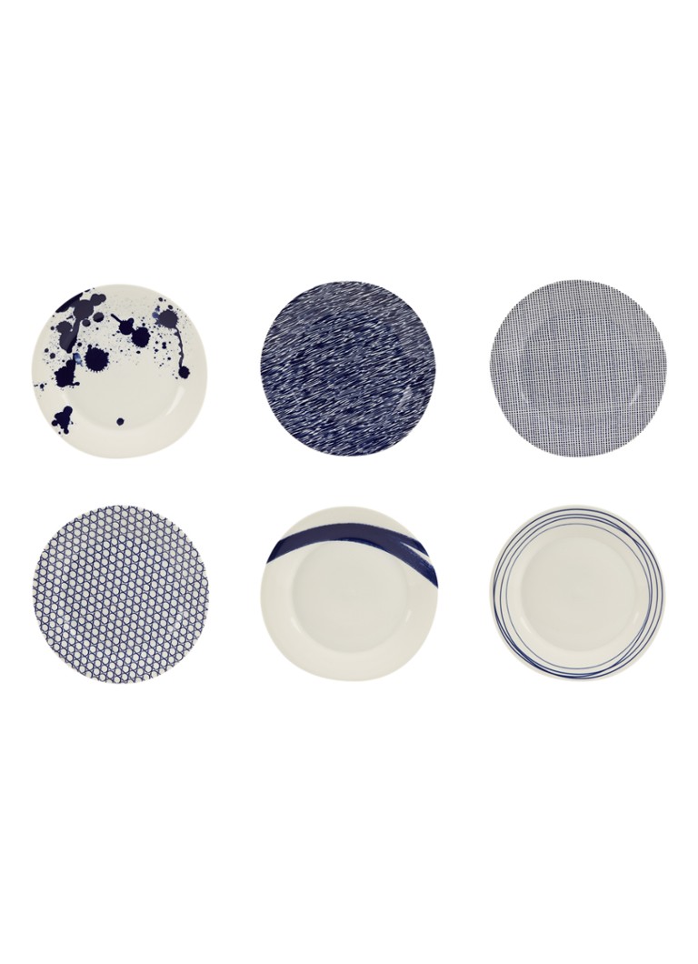 Royal Doulton - Pacific ontbijtbord 23 cm set van 6 - Blauw