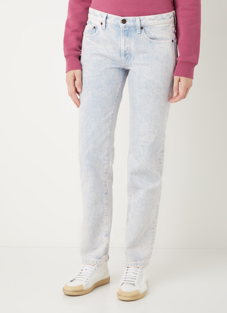 Saint Laurent - Mid waist straight leg jeans met lichte wassing - Indigo