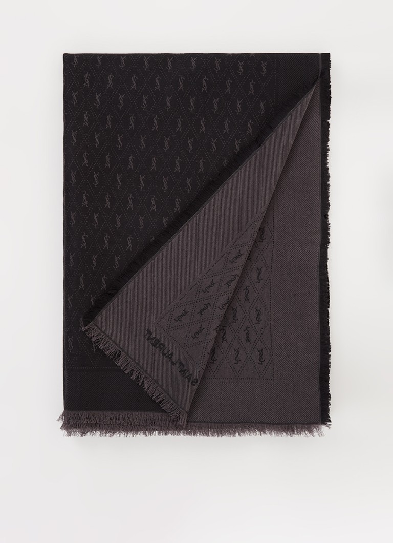 Vijandig Papa Demonteer Saint Laurent Sjaal in zijdeblend met logoprint 205 x 140 cm • Zwart • de  Bijenkorf
