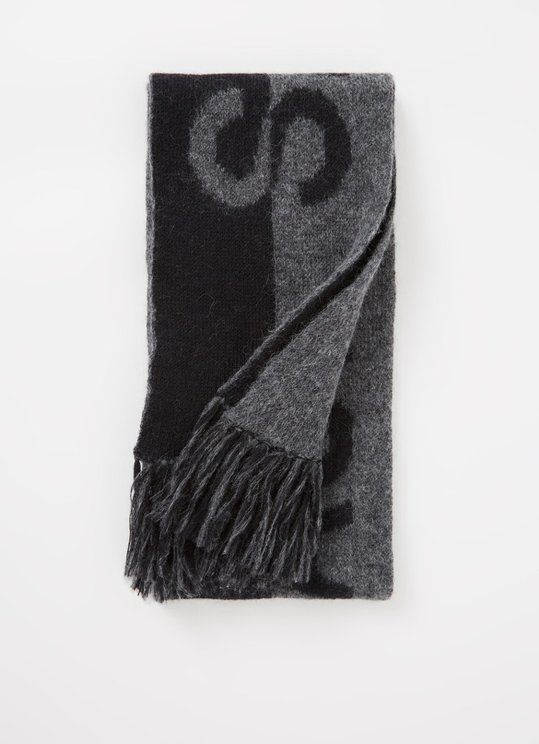 Saint Laurent - Sjaal van wol met logoprint 165 x 20 cm  - Donkergrijs