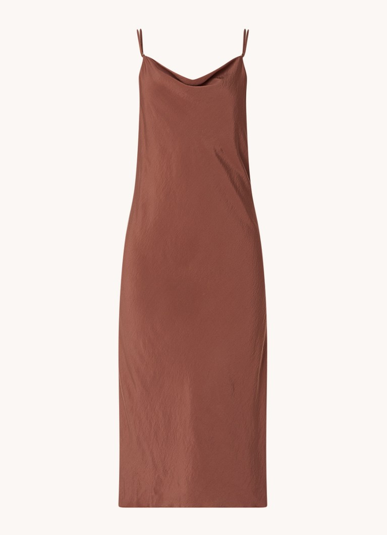 SAMSØE SAMSØE Fredericka maxi jurk met spaghettibandjes en rugdecolleté •  Khaki • de Bijenkorf