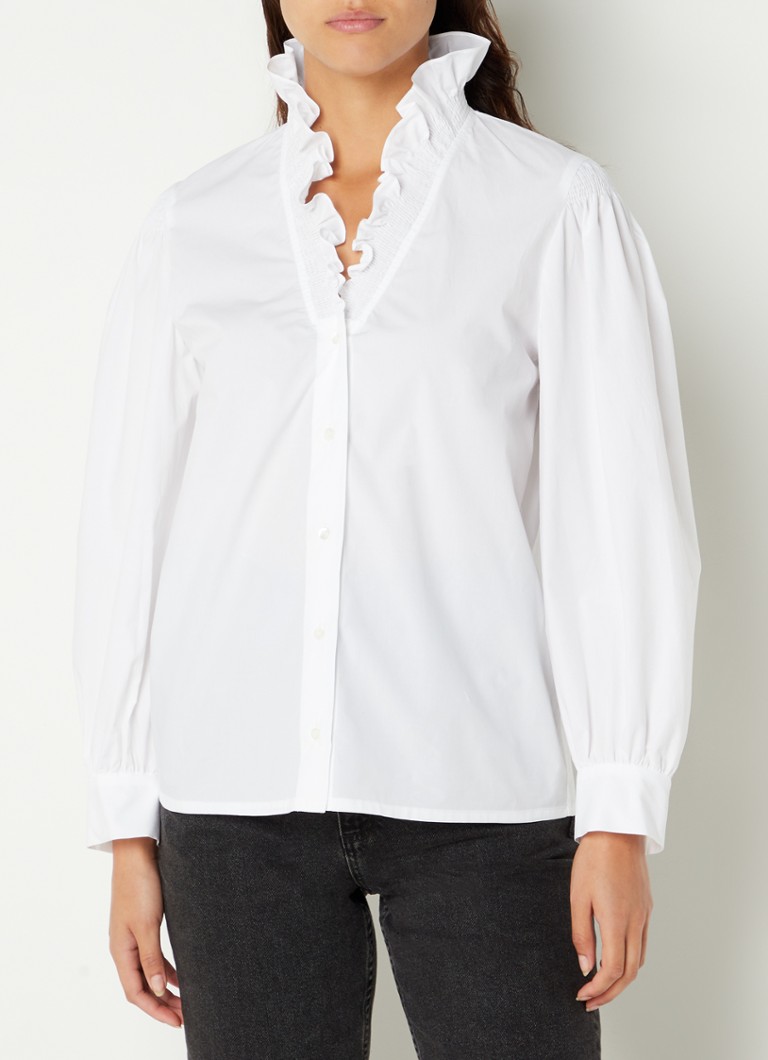 blouse met ruches wit