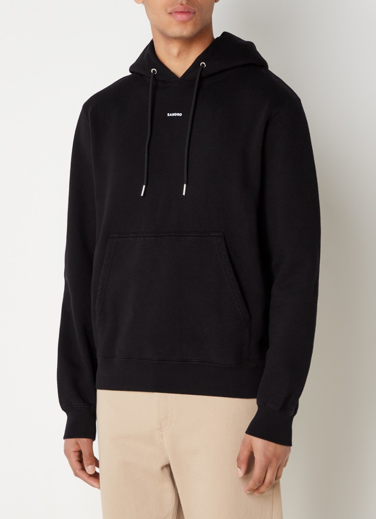 Sandro - Hoodie met logoborduring  - Zwart