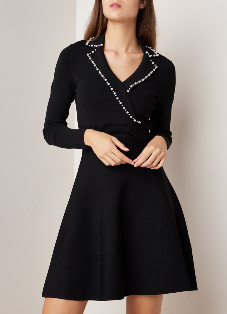 Sandro - Little black dress met pareldetail - Zwart