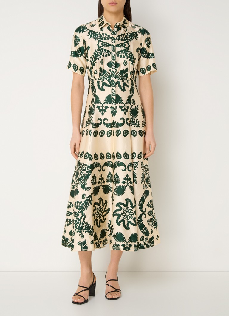 Sandro - Maxi blousejurk met print - Beige