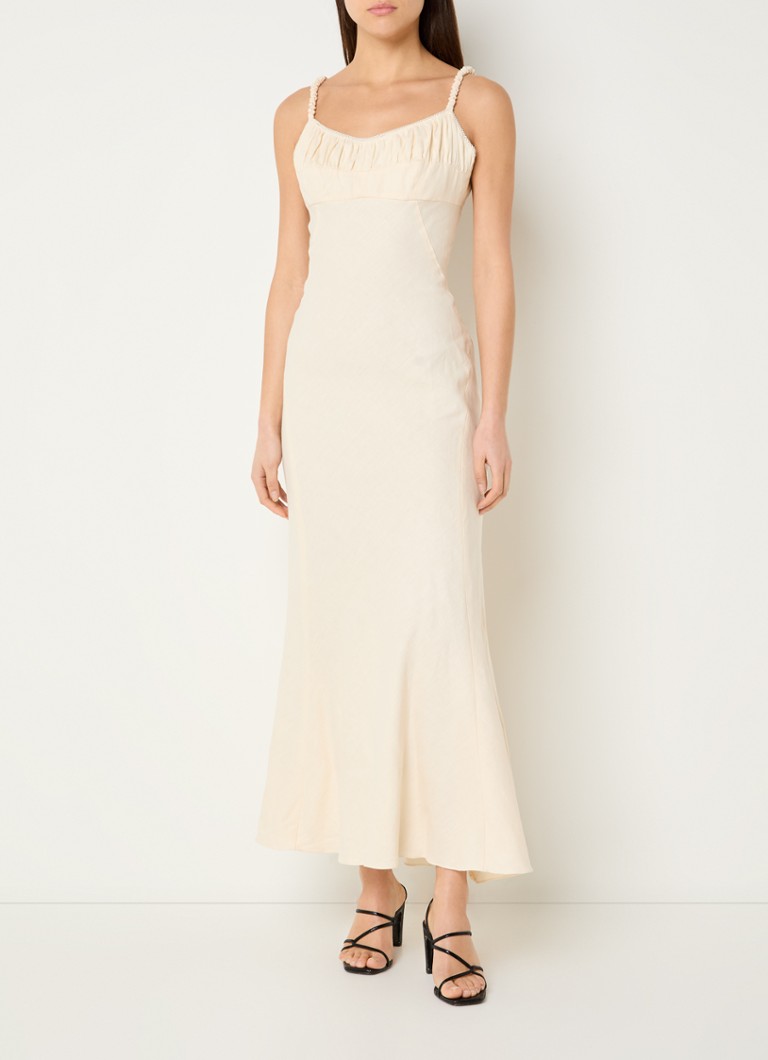 Sandro - Maxi jurk in linnenblend met rugdecolleté - Creme