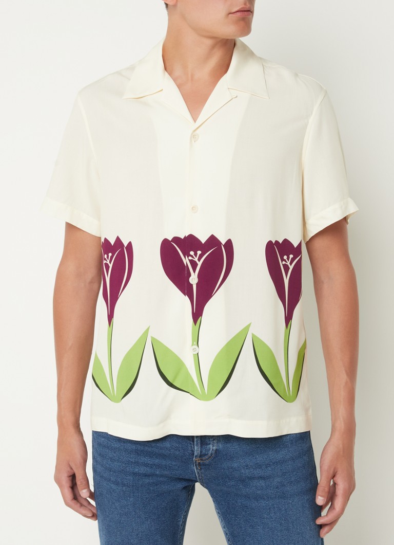 Sandro - Regular fit overhemd met bloemenprint  - Gebroken wit