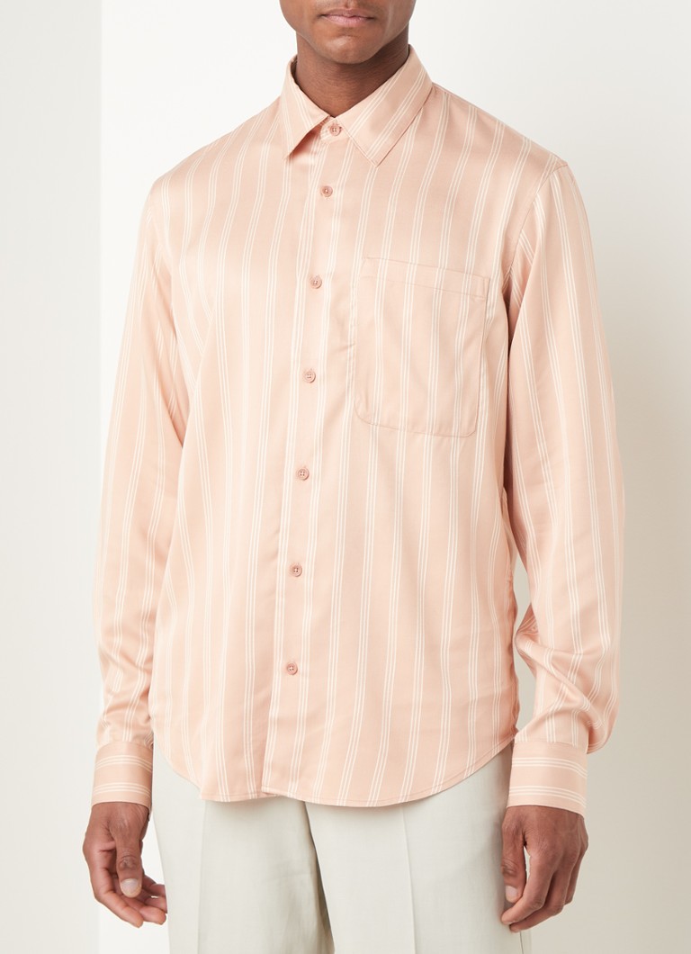 Sandro - Regular fit overhemd met streepprint - Perzikroze