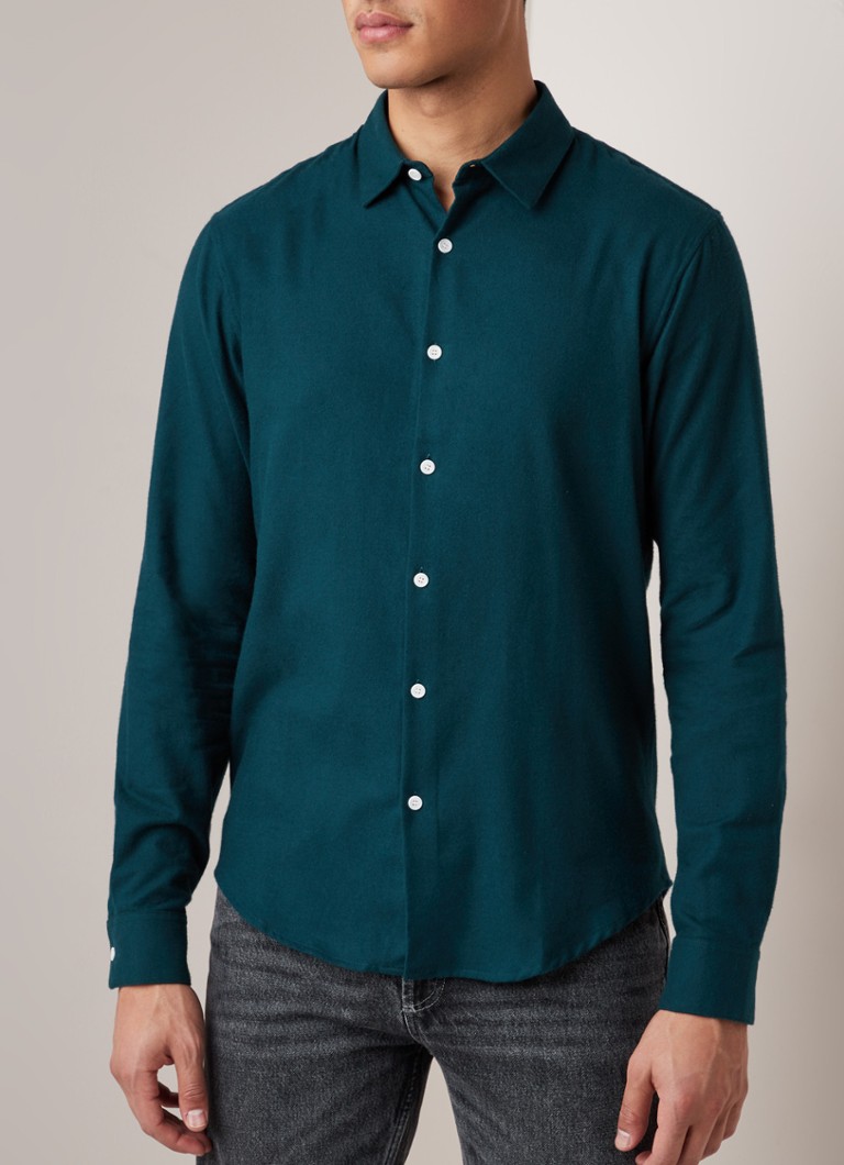 Sandro - Regular fit overhemd van katoen  - Donkergroen