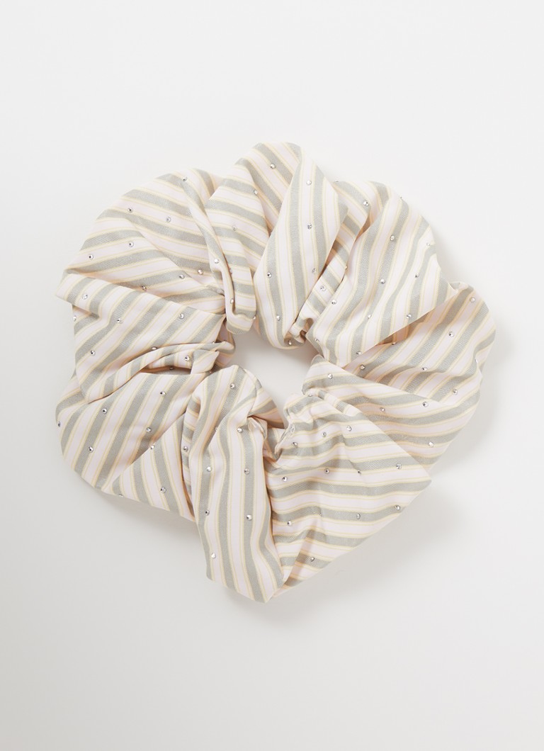 Sandro - Scrunchie met streepprint en strass - Lindegroen