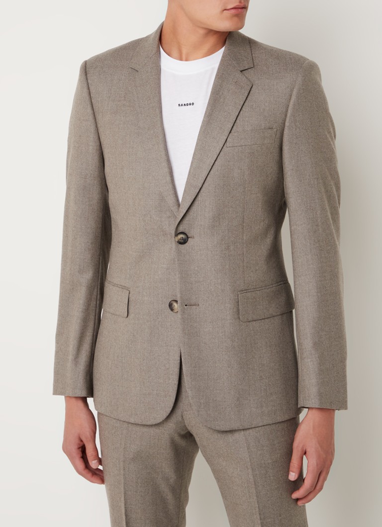 Sandro - Slim fit colbert van wol met klepzakken - Bruin