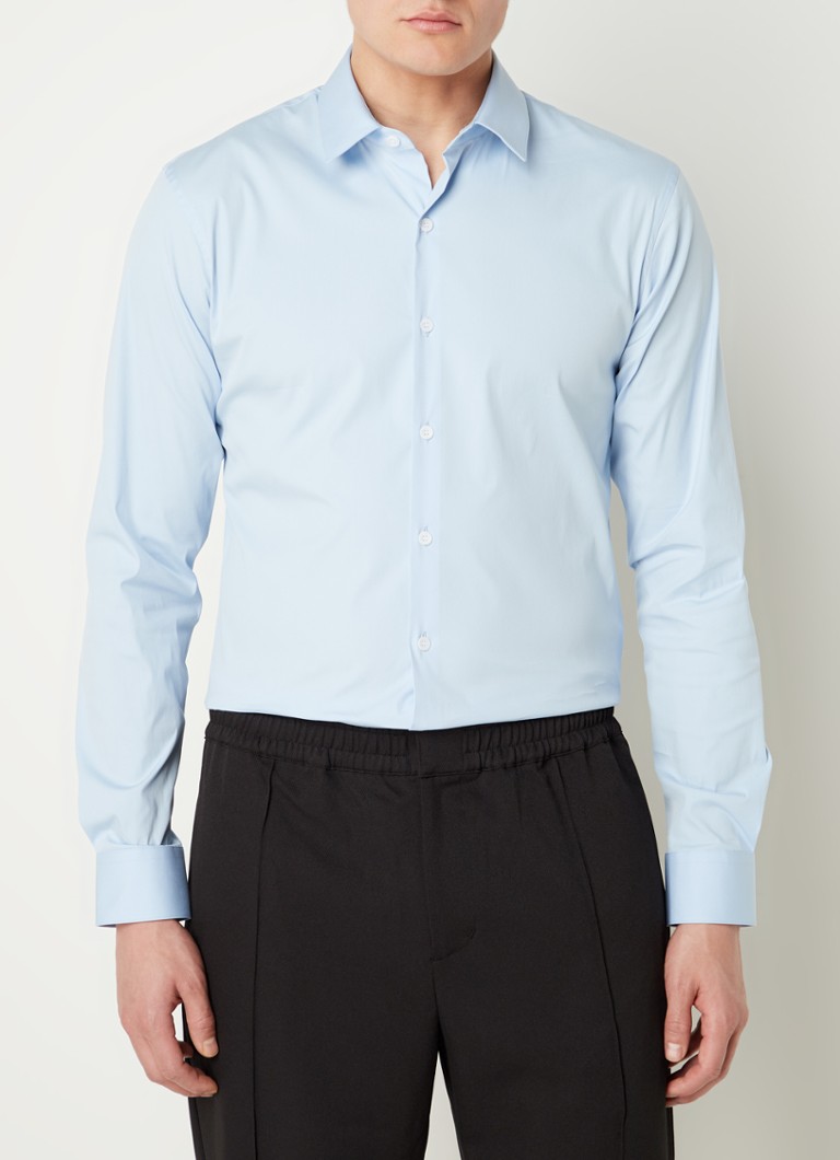 Sandro - Slim fit overhemd met stretch - Lichtblauw