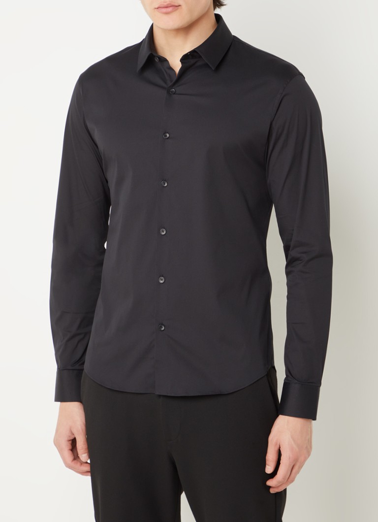 Sandro - Slim fit overhemd met stretch - Zwart