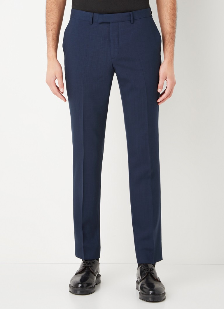 Sandro - Slim fit pantalon van wol met steekzakken - Donkerblauw