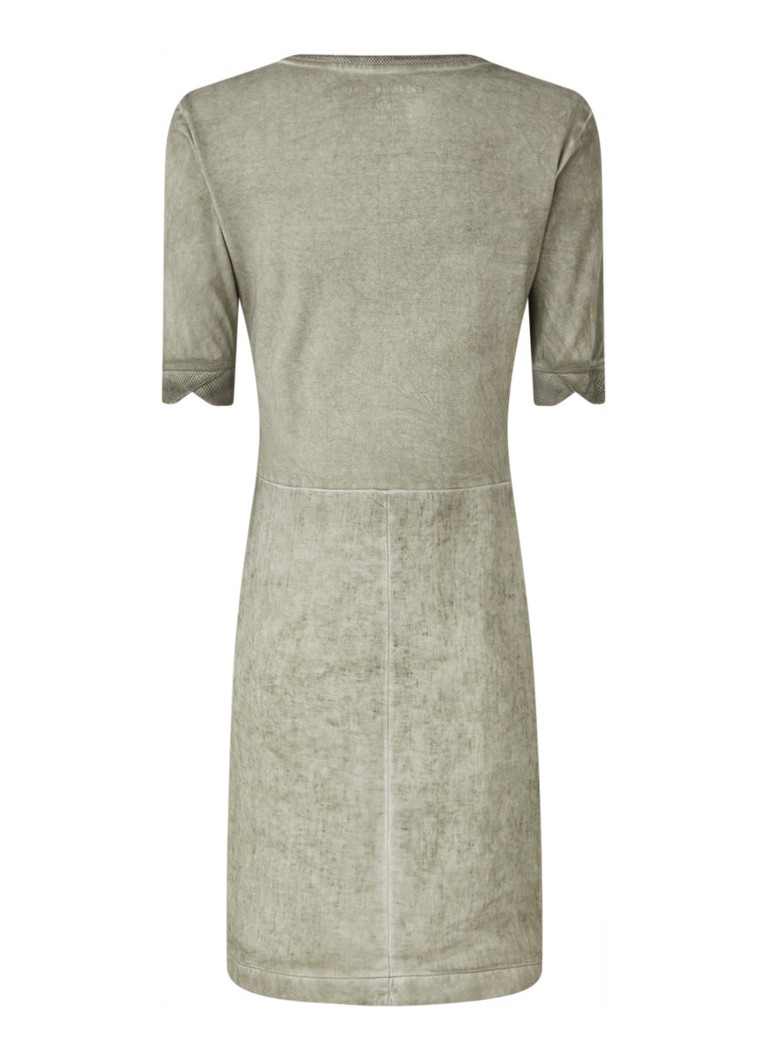 Dezelfde zelf evolutie Sandwich Midi jurk van linnen met mesh details • Olijfgroen • de Bijenkorf