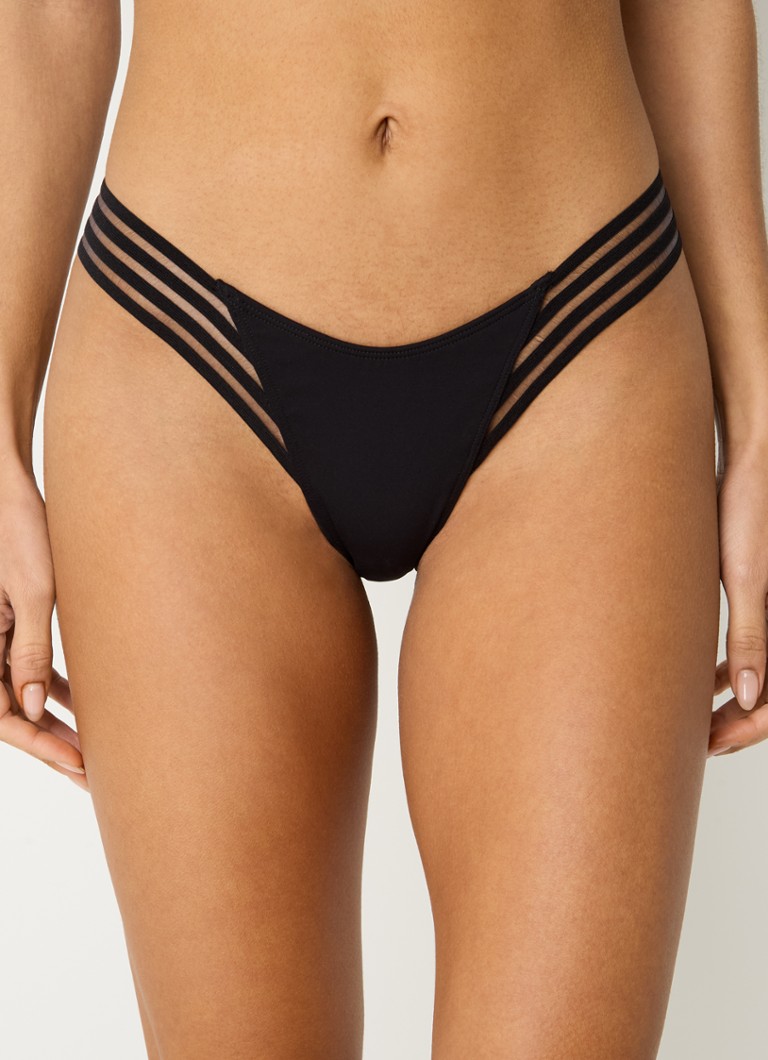 Sarda - Miss tanga bikinislip met mesh - Zwart