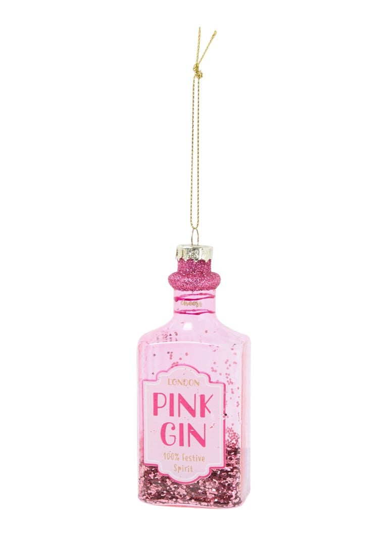 Sass & Belle - Pink Gin fles kersthanger 10,5 cm - Roze