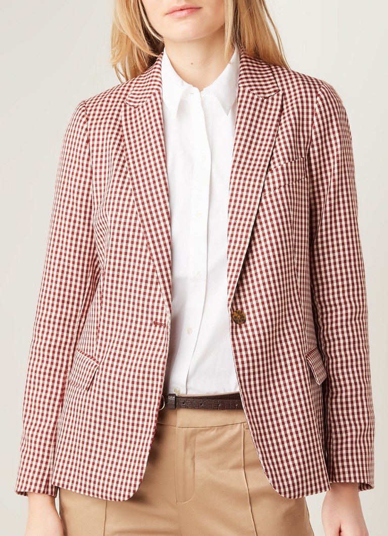 Scotch Soda Classic Fit Blazer Met Ruitdessin Rood De Bijenkorf