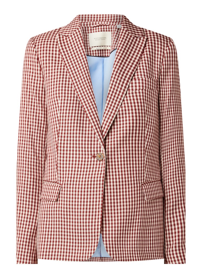 Scotch Soda Classic Fit Blazer Met Ruitdessin Rood De Bijenkorf