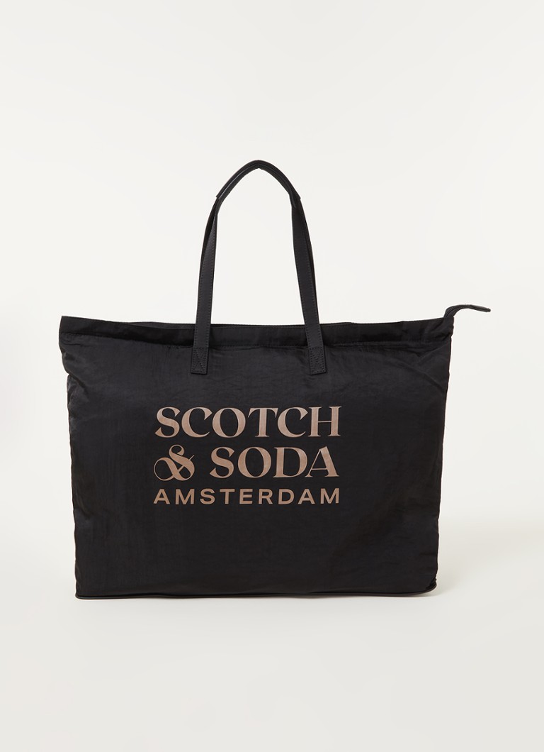 Scotch & Soda - De Centraal opvouwbare shopper met logo - Zwart